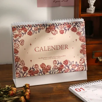 2023 Jaunu Romantisku Zvaigžņu Rozes Galda Kalendārs Vintage Ziedu Spole Kalendāri Radošo DIY Ikdienas Mēneša Plānotājs Dāvanu Kancelejas preces