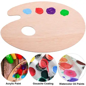 Kunst Malerei Farbe Mikseris Ovāls Farbe Mischen Bord Ölgemälde Platte Holz Acryl Mischen Farbe Farbe Tablett Mischen Farbe Bor N1A0