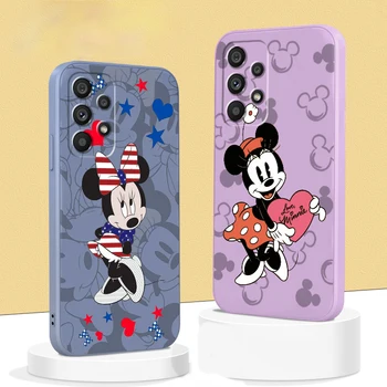 Anime Mickey Minnie Mouse Telefonu Gadījumā Samsung A73 A53 A33 A52 A32 A22 A23 A71 A51 A21S A03S A50 A30 5G Šķidruma Virves Būtiska