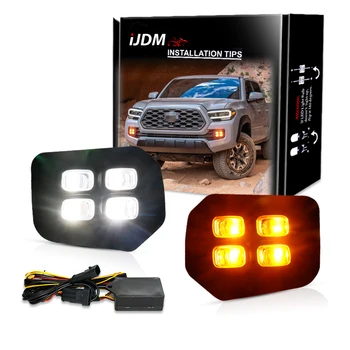 Auto LED Dienas Gaismas lukturi Toyota Tacoma,Balta/Amber LED Foglamp Bezel Nomaiņa, Montāža w/dienas gaitas lukturi Pagrieziena Signāla Gaismu 16-23