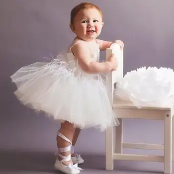Jauns Kristību Kleita Baby Girl White Pirmās Dzimšanas Dienas Svinības Valkāt Cute Bez Piedurknēm Toddler Meitene Kristību Tērpu Apģērbs