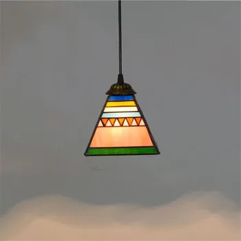 Tiffany Stikla Mazo Led Pendant Gaismas Vintage Retro Krāsains Kritums Lampas Bārs Ēdamistaba Restorāna Apgaismojuma Armatūra 15cm 1220