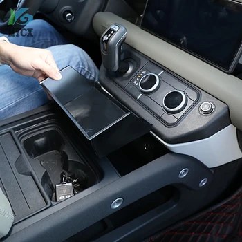 Par Land Rover Defender 2020-2021 auto stils ABS melns auto centrālās glabāšanas elkoņbalsti box storage box telefona kaste auto piederumi