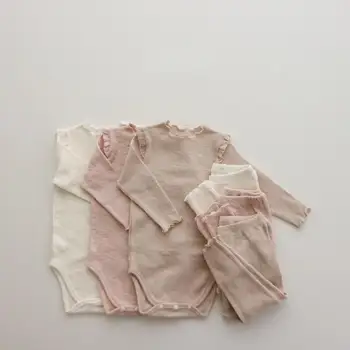 2023 Bērnu Pidžamas Bērniem Kokvilnas Apģērbu Komplekts Meitene Pidžamā Uzvalku ar garām Piedurknēm Kombinezonus Bikses Sleepwear par Jaundzimušajiem Gulšņi