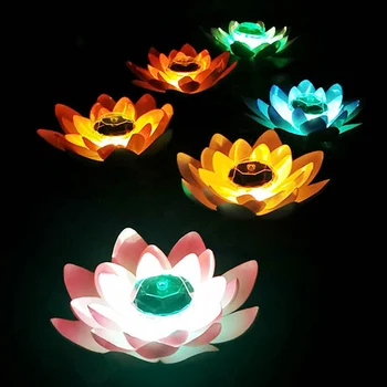 Jauno Saules Powered Ziedu Gaismas Mākslīgā Lotus Gaismas Peldošās Strūklakas Dīķi Dārza Baseins Lampa LED Gaismas Vēlas Laternu Nakts Gaisma