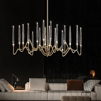 Mūsdienu gaismas luksusa dzīvojamās istabas LED lustras jaunums koka zaru apdare lampas Ziemeļvalstu ēdamistaba guļamistaba kristāla lustra