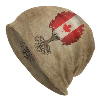 Dzīvības koks Kanādas Karoga Sunīti Cepuru Rudens Ziemas Āra Skullies Beanies Cepures Vīriešiem Adīta Cepure Silta, Galva Wrap Unisex Klp