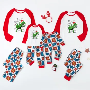 (Matching Pidžamu Ziemassvētku Kostīms Komplekts Ir 2021. Modes Vēstuli Priecīgus Ziemassvētkus Briežu Pieaugušo Bērnu Bērnu Jumpsuit Ģimenes Pidžamas