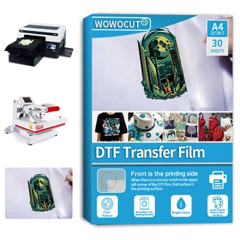 WOWOCUT DTF PET Plēves A4 30 GAB. Tieši Filmas T-Krekls R1390 L1800 DX5 L805 Printhead DTF Sublimācijas Papīrs, Tintes Papīrs