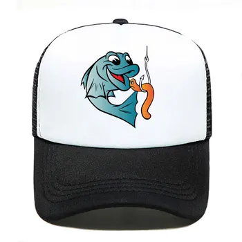 Zvejnieks Zivju Zvejas Tārps Bite Āķis Smieklīgi Beisbola cepure Vīriešiem, Sievietēm, Vecākiem-bērnu Cepures Sieta Vizieri Āra Regulējams Saules Cepure