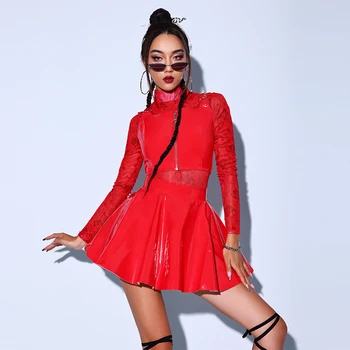 2022 Jaunā Sieviešu Gogo Dejotāju Tērpiem Ķīniešu Stilā Sarkans Uzvalks Kpop Apģērbu Meitenēm Grupas Džeza Sniegumu, Skatuves Tērpiem DN13557