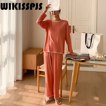 2021NEW sleepwear sieviešu pidžamas divas gabals, kas vasaras Stabilu Potītes Garuma Bikses Apaļu Kakla Brīvs un vienkāršs mājas tērps