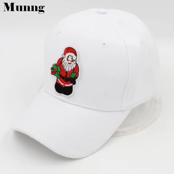Munng Unisex Kokvilnas Balta Beisbola Cepure Izšūti Plāksteri Ielu Hip Hop Regulējams Izmērs
