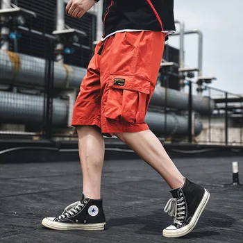 Sporta Kravas Īss Swork Apģērbs Vīriešu Multi Pocket korejas Modes Bikses Piecu Punktu Gadījuma Bikses Ielas Fotogrāfijas Dizainers
