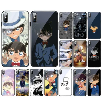 Anime Detective Conan Stikla Būtiska Mobilo tālruni gadījumā, iphone 13 Pro Max 12 11 Pro Max XS XR X 8 7 Plus SE2 Mobilo Telefonu Gadījumā