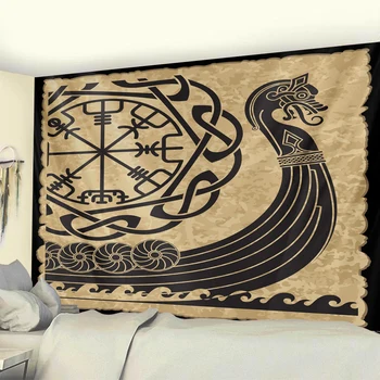 Viking mistisks simbols mājas apdare gobelēns psychedelic skatuves gobelēns Bohēmijas Mīksto Dīvānu paklāju maģija joga mat