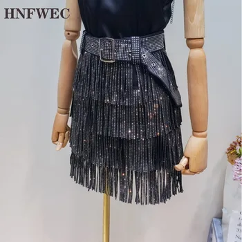 2020. gada Vasaras Jaunā Modes Apģērbu Sievietēm Karstā Urbšanas Pušķi Paillette Svārki Ar Jostu Karstā Pārdošanas Visu maču Gruntis W852