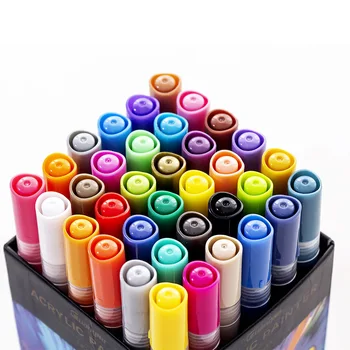 36 Akrila Krāsu Marķieri, Pildspalvas Liekami uz Ūdens bāzes Grafiti Pildspalvu, Keramikas, Stikla, Auduma Rock DIY Krāsu Krāsotas Atzīmes