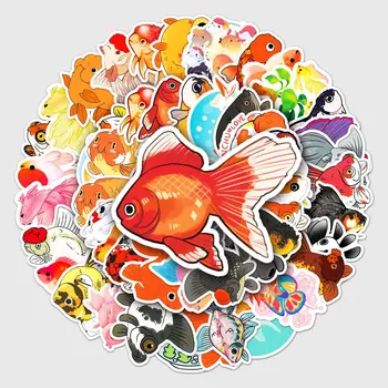50gab Gudrs Krāsains zelta Zivtiņa Uzlīmes Estētisko Karikatūra Dzīvnieku Zivju Uzlīme DIY Tālrunis Klēpjdatoru Bagāžas Automašīnu Albums Bērniem Rotaļlietas B2