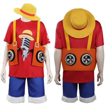 Viens Gabals Filmu Red Monkey D. Luffy Cosplay Tērpu, Tērpi Halloween Karnevāla Tērps