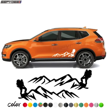 1 Pāris Sacīkšu Sporta Automašīnas Durvju Pusē Uzlīme Kalnu Grafikas Ķermeņa Dekors Vinila Plēve Uzlīmes Nissan X-Trail Negodīgi Piederumi