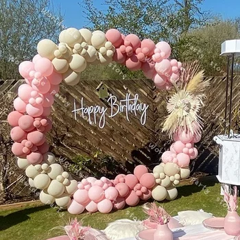 180pcs Retro Rozā Balonu Vainags Kāzu Dekorēšana Dzimšanas dienas svinības Dekori Bērnu Dušas Rozā Dabas Smilšu Krāsa Ballon Arku Komplekts