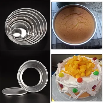 Sudraba 8 Izmērs Kūku Cepšanas Veidnes Aluminum alloy Apaļas Pannas Bakeware DIY Rīks