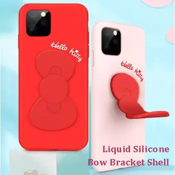 Sanrio Hello Kitty Iphone 11 Lieta Vienkārša Modes ar Statīvu Iphone 11 Pro/pro Max/xs/xr Kawaii Anime Loku Silikona Gadījumā