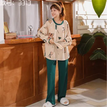 Pidžamas Sieviešu garām Piedurknēm Pavasara Rudens Kokvilnas Ziemas korejas Karikatūra Cute Gadījuma Bikses Var Valkāt Divas Mājas Drēbes