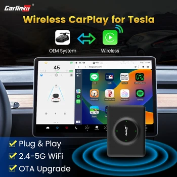 Par Tesla CarPlay Bezvadu Adapteri Carlinkit T2C Spotify Waze Apple Auto, Play Bezvadu Sargspraudnis OEM Tesla Model 3 Y X S Jaunināt