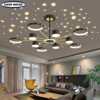 Mūsdienu luksusa LED lustra dzīvojamā istabā griestu lampas guļamistabas apgaismojums star projekcijas lustra villa home decoration lampas