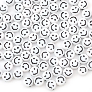 10mm Baltas Krelles Black Smaidu Sejā Akrila Krelles Zaudēt Distances Plastmasas Krelles Par DIY Rotaslietas, Piederumi, Vairumtirdzniecība