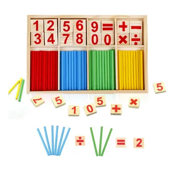 Koka Matemātisko nūjas Izlūkošanas Skaitīšanas nūjas Koka Numuru Bloki Montessori Matemātikas Koka rotaļlietas Bērniem Agrīnās Mācīšanās