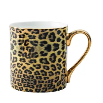 Dzeltena Leopard Raksts Kafijas Tasi ar Karoti Kafijas Tasi Uzstādīt Keramikas Tējas Tase ar Rokturi Piena Tasi Ūdens Drinkware Dzimšanas dienas Dāvana
