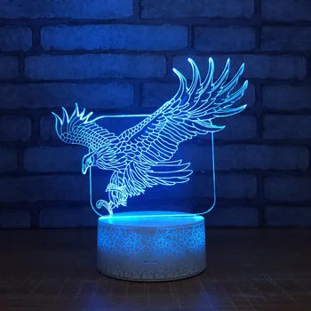 Pārsteidzošs Lido Ērglis Formas 3D Nakts Gaisma Krāsains 3D Galda Galda Lampa, Office Hotel Guļamistaba Joslā Pieskarieties Sensora Gaismas Dāvana