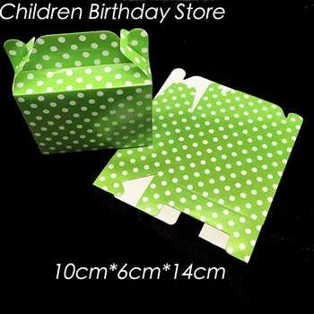 6pcs/partija, gaiši zaļo Punktiņu tēma konfekšu kastes gaiši zaļo punktiņu tēmu dzimšanas dienas svinības rotājumi, gaiši zaļš taisnstūris dāvanu kastes