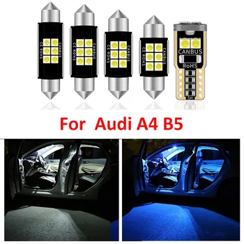 13pcs Auto LED salona Apgaismojuma Spuldzes Canbus Komplektu Audi A4 B5 1996-1998 White Led Dome Solis Pieklājīgi Licences Plāksnes Gaismas Indikators
