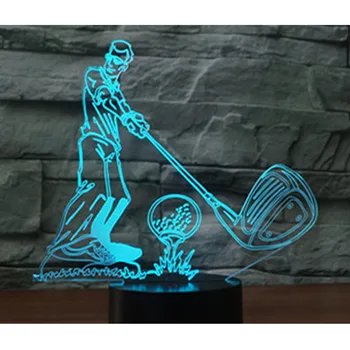 3D LED Nakts Gaisma Spēlēt Golfu Nāk ar 7 Krāsas, Gaismas, Mājas Apdare, Lampas Pārsteidzošs Vizualizācijas Optiskā Ilūzija Awesome