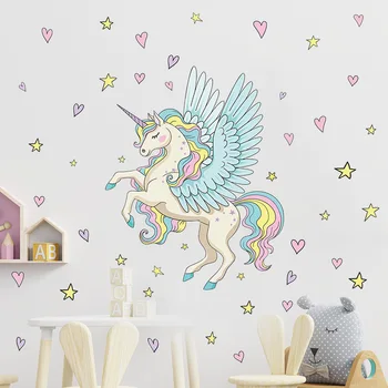 Karikatūra fantasy unicorn+Star+mīlestību Bērnu Istabas Bērnudārza Home / Sienas / Windows / Māju / Biroju /Apdare Sienas Uzlīme