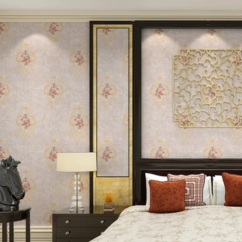 Amerikāņu Stila Ziedu Tapetes Guļamistabā, Dzīvojamā Istabā, Fonā Dārzs 3D Neausta Damask tapešu Rullis