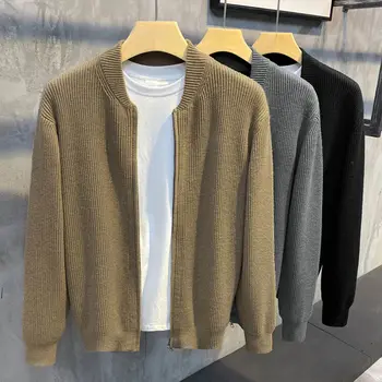2023 Vīriešiem Biezs Silts Sweatercoat Modes Džemperis Jaka Vīriešu Slim Fit Džemperi Knitred Ziemas Gadījuma Džemperi, Vīriešu Apģērbu C8