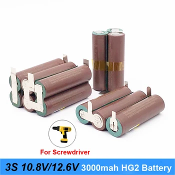 18650 akumulatoru hg2 3000mAh 20amps par 10.8 v 12,6 v akumulatora skrūvgriezi šuvju lodēšanu sloksnes 3S 3S2P 12,6 v baterija (pielāgot)