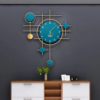 Gaismas luksusa dekoratīvās sienas pulkstenis dzīvojamā istabā mājas modes radošo pulkstenis vienkāršs mūsdienu personības Ziemeļvalstu mākslas pulkstenis sienas