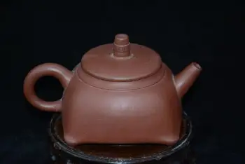 Veco Qing Dynasty ZiSha Keramikas Tējas Katlā,Kvadrātveida pods, ar Zīmi,ir labākais vākšanu& rota, Bezmaksas piegāde,
