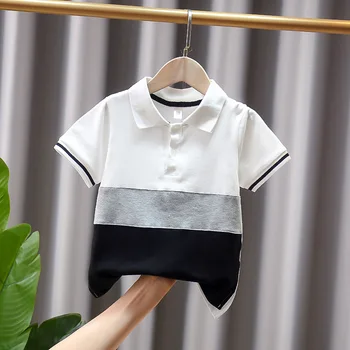 Vasaras Puiku Krekls Bērniem Īsām Piedurknēm T-krekls Raibs Baltā Polo Krekli Zēns 2-10 Gadiem Bērnu Zēniem Dizaineru Drēbes