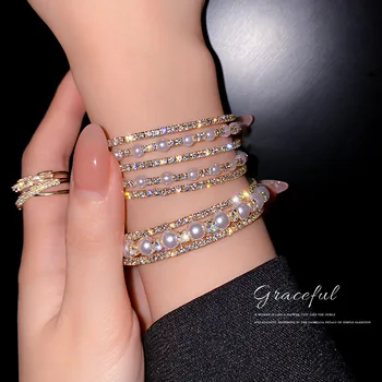 Korejiešu versiju, jaunā modes personības diamond pearl atvērt aproce sieviešu temperaments izsmalcinātu modes rotaslietas