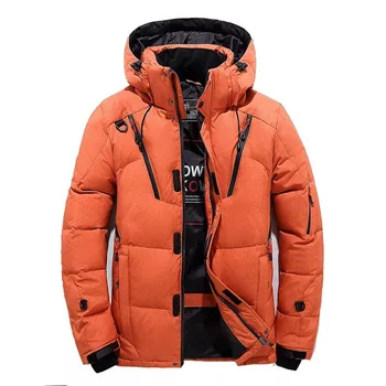 Modes gadījuma vienkrāsainu liela izmēra kapuci vīriešu jakas un mēteļi Ziemas 2018New kvalitātes biezs, silts, pīļu dūnu jaka vīriešiem, M-3XL