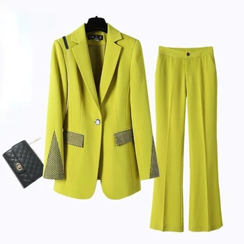 Zaļā Uzvalks Jaka Sieviešu Korejiešu Stilā Dizaina Sajūta, Izšūšanas Temperaments Vecākais Profesionālais Modes Streetwear Uzvalks Drēbes S96