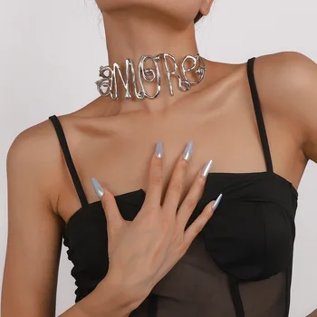 Bijoux Femme Vintage Steampunk Collares De Moda 2022 Mujer Accessoires Vēstules Atdzist Kaklarota Retro Modes Hip Hop Rotaslietas