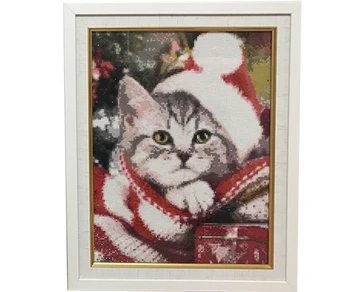 5D Diy Dimanta Glezna Krustdūrienā Ziemassvētku Kaķis Pilnu Kvadrātveida, Apaļas Dimanta Izšuvumi Mājas Mozaīkas Rokdarbi Rhinestones Dekori